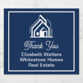 Navy Blue Real Estate Company Custom Realtor Sparkling Wijnetiket (Enkel label)