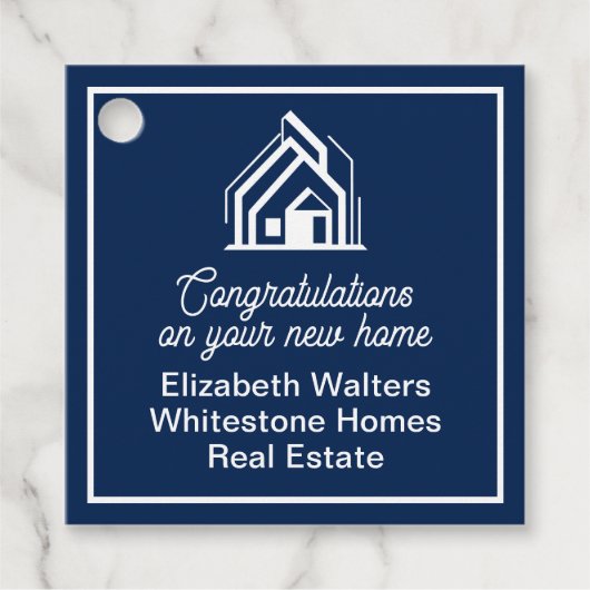 Navy Blue Real Estate Company Customized Party Bedankjes Labels (Voorkant)