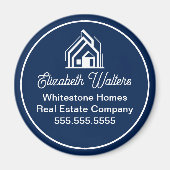 Navy Blue Real Estate Company Customized Realtor Magneet (Voorkant)
