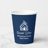 Navy Blue Real Estate Company Customized Realtor Papieren Bekers (Achterkant)