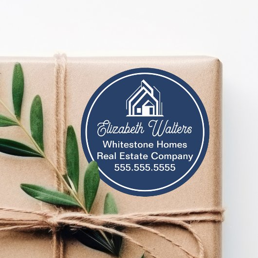 Navy Blue Real Estate Company Customized Realtor Ronde Sticker