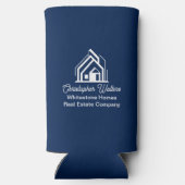 Navy Blue Real Estate Company Customized Realtor Seltzer Blikjeskoeler (Achterkant)