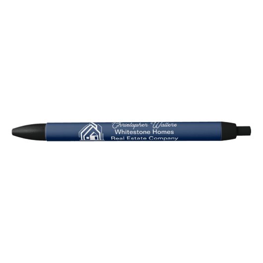Navy Blue Real Estate Company Customized Realtor Zwarte Inkt Pen (Voorkant)