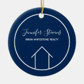 Navy Blue Real Estate Company Kerstmis Keramisch Ornament (Voorkant)