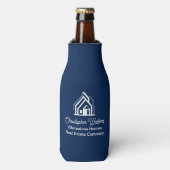 Navy Blue Real Estate Company Personalized Realtor Flesjeskoeler (Fles Voorkant)