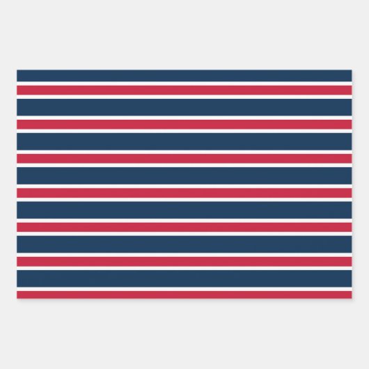 Navy Blue, Red, and White Chevron & Stripe Pattern Inpakpapier Vel (Voorkant 3)