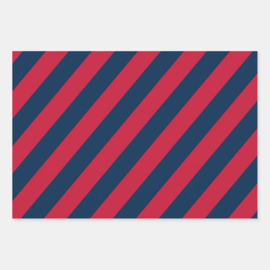 Navy Blue, Red, and White Chevron & Stripe Pattern Inpakpapier Vel (Voorkant 2)