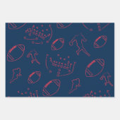 Navy Blue, Red, and White Football Patterns Inpakpapier Vel (Voorkant)