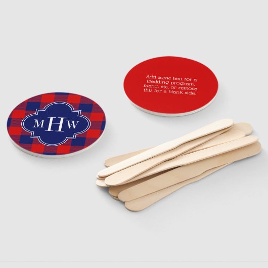 Navy Blue Red Buffalo Pset DIY BG 3I Monogram Handwaaier (Niet-gemonteerd)