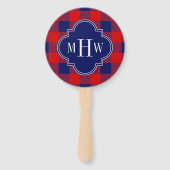 Navy Blue Red Buffalo Pset DIY BG 3I Monogram Handwaaier (Voorkant)