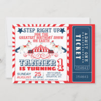 Navy Blue Red Circus Ticket Circus Tent Birthday