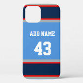 Navy Blue Red en Blue Sports Stripe Case-Mate iPhone Case (Achterkant)