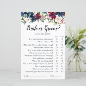 Navy Blue Red Floral Waterverf Vrijgezellenfeest (Staand voorkant)