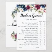 Navy Blue Red Floral Waterverf Vrijgezellenfeest (Voorkant / Achterkant)