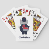 Navy Blue Red Marching Band Drum Cat Personalize Pokerkaarten (Achterkant)