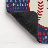 Navy Blue, Red Monogram Kinder honkbal Muismat (Hoek)