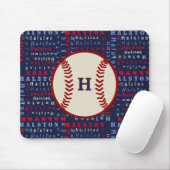 Navy Blue, Red Monogram Kinder honkbal Muismat (Met muis)