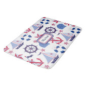 Navy Blue Red Nautical Kind Bath Mat (Gekanteld)