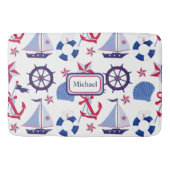 Navy Blue Red Nautical Kind Bath Mat (Voorkant)