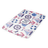 Navy Blue Red Nautical Monogram Badmat (Gekanteld)
