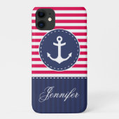 Navy Blue Red Pattern Anchor  Case-Mate iPhone Case (Achterkant)