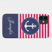 Navy Blue Red Pattern Anchor  Case-Mate iPhone Case (Achterkant (horizontaal))