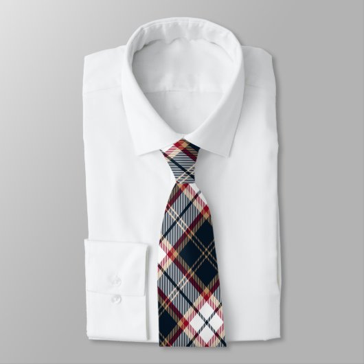 Navy Blue Red Stylish Tartan Pset Argyle Pattern Stropdas (Gebonden)