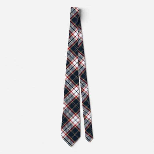 Navy Blue Red Stylish Tartan Pset Argyle Pattern Stropdas (Voorkant)