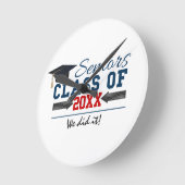 Navy Blue Red Typography Afstuderen Clock Ronde Klok (Hoek)