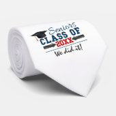 Navy Blue Red Typography Afstuderen Necktie Stropdas (Opgerold)