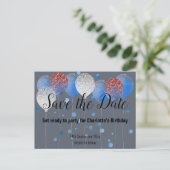 NAVY BLUE RED WHITE BALLOONS BEWAREN DE DATUM AANKONDIGINGSKAART (Staand voorkant)