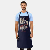 Navy Blue Reel Mannen Cook Visser Schort (Gedragen)