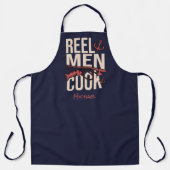 Navy Blue Reel Mannen Cook Visser Schort (Voorkant)