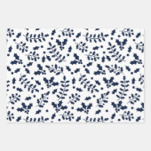 Navy Blue Reindeer, kerstboom en Holly Pattern Inpakpapier Vel (Voorkant 2)