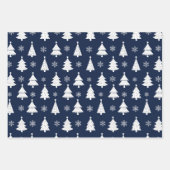 Navy Blue Reindeer, kerstboom en Holly Pattern Inpakpapier Vel (Voorkant)