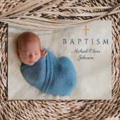 Navy Blue Religious Cross Boy Baptism Foto Kaart