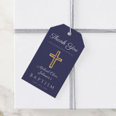 Navy Blue Religious Cross Boy Baptisme Cadeaulabel