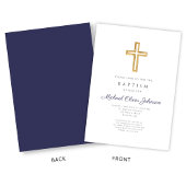 Navy Blue Religious Cross Boy Baptisme Kaart