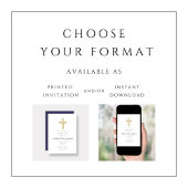 Navy Blue Religious Cross Boy Baptisme Kaart