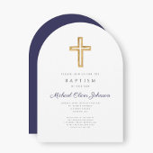 Navy Blue Religious Cross Boy doopboog Kaart