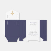 Navy Blue Religious Cross Boy First Community Bedankdoosjes (Uitgevouwen)