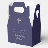 Navy Blue Religious Cross Boy First Community Bedankdoosjes (Geopend)