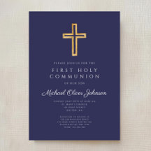 Navy Blue Religious Cross Boy First Community