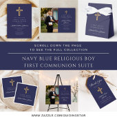 Navy Blue Religious Cross Boy First Community Papieren Bordje