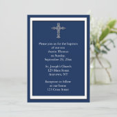 Navy Blue Religious Uitnodiging (Staand voorkant)