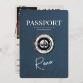Navy Blue Reno Passport Bewaar de datum Save The Date (Voorkant / Achterkant)