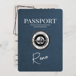 Navy Blue Reno Passport Bewaar de datum Save The Date