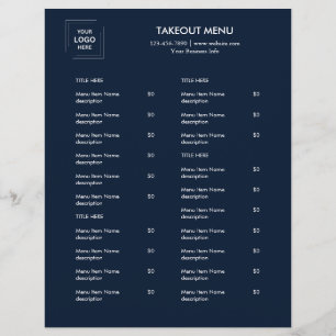 Navy Blue Restaurant Logo Afhaalmenu Flyer