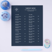 Navy Blue Restaurant Logo Afhaalmenu Flyer  (Enkel)