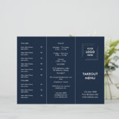 Navy Blue Restaurant Logo Afhaalmenu Ontwerp (Staand voorkant)